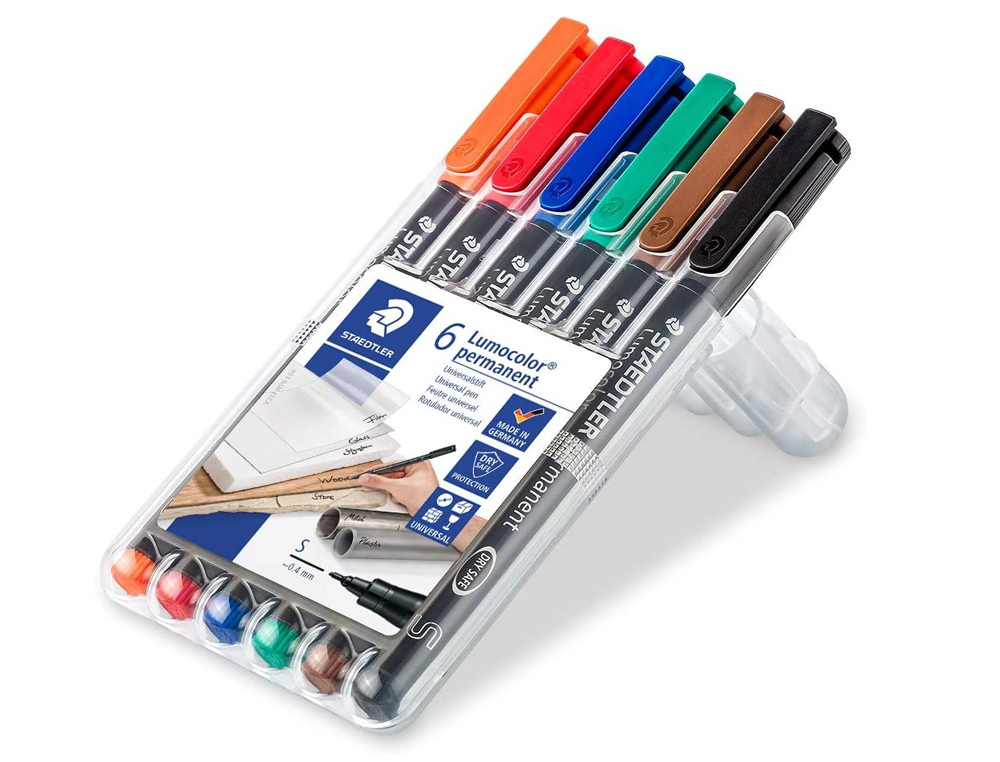 Lot de 6 marqueurs permanents Staedtler Lumocolor