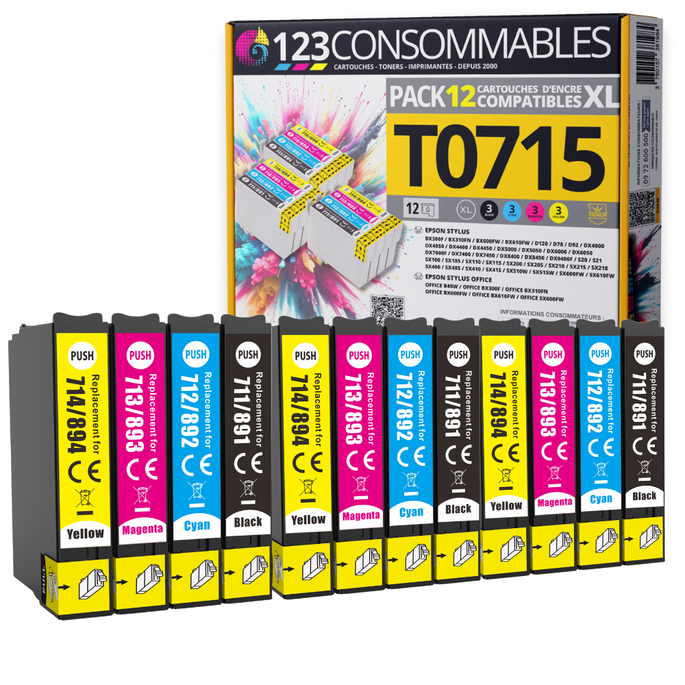 Pack 12 cartouches compatibles EPSON T0715XL