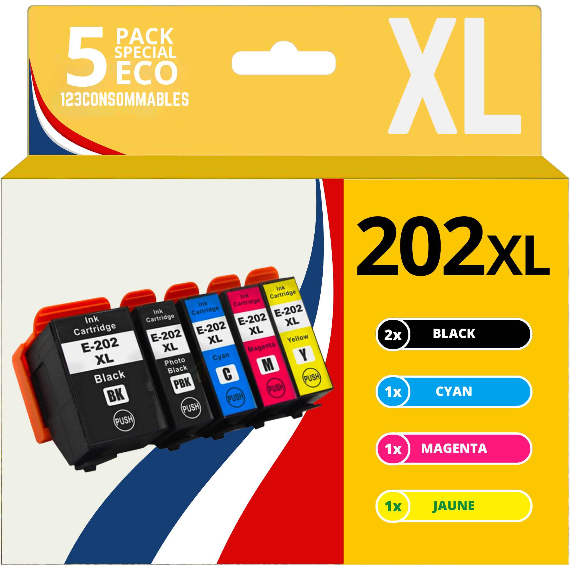 Cartouche d'encre Epson 202 XL 202XL pack de 6 compatible pour