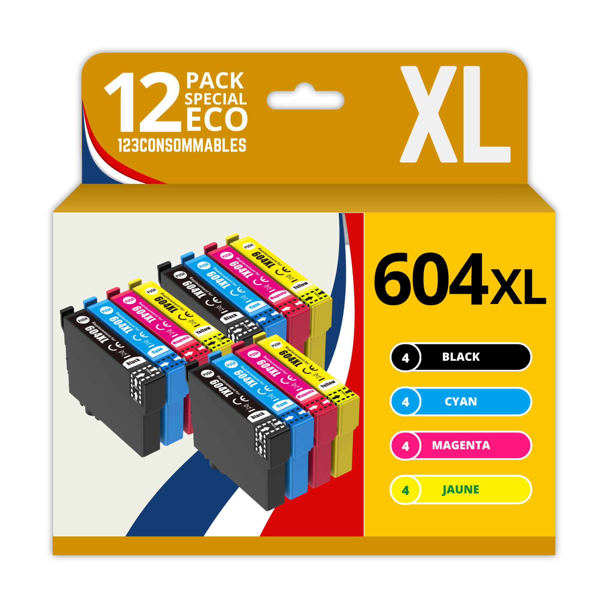 Pack compatible avec EPSON 604 XL, 12 cartouches