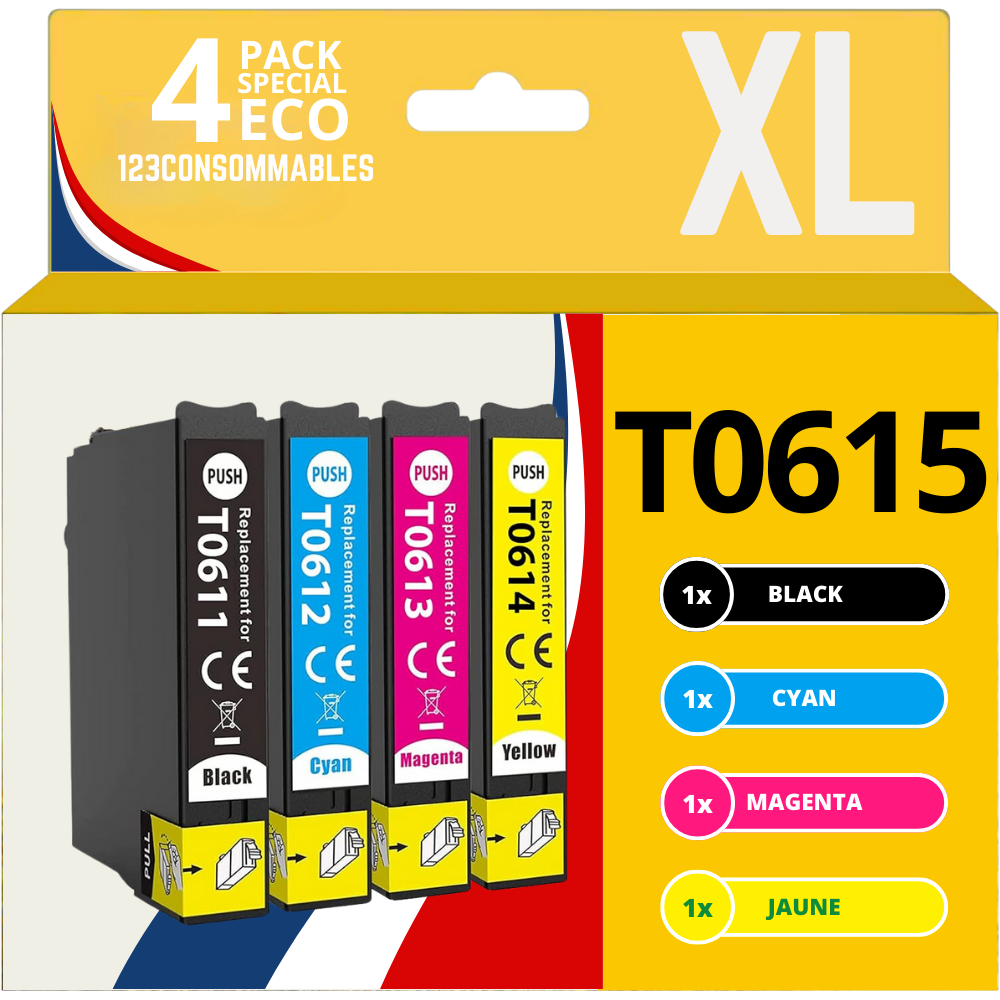 Pack compatible EPSON T0615, 4 cartouches