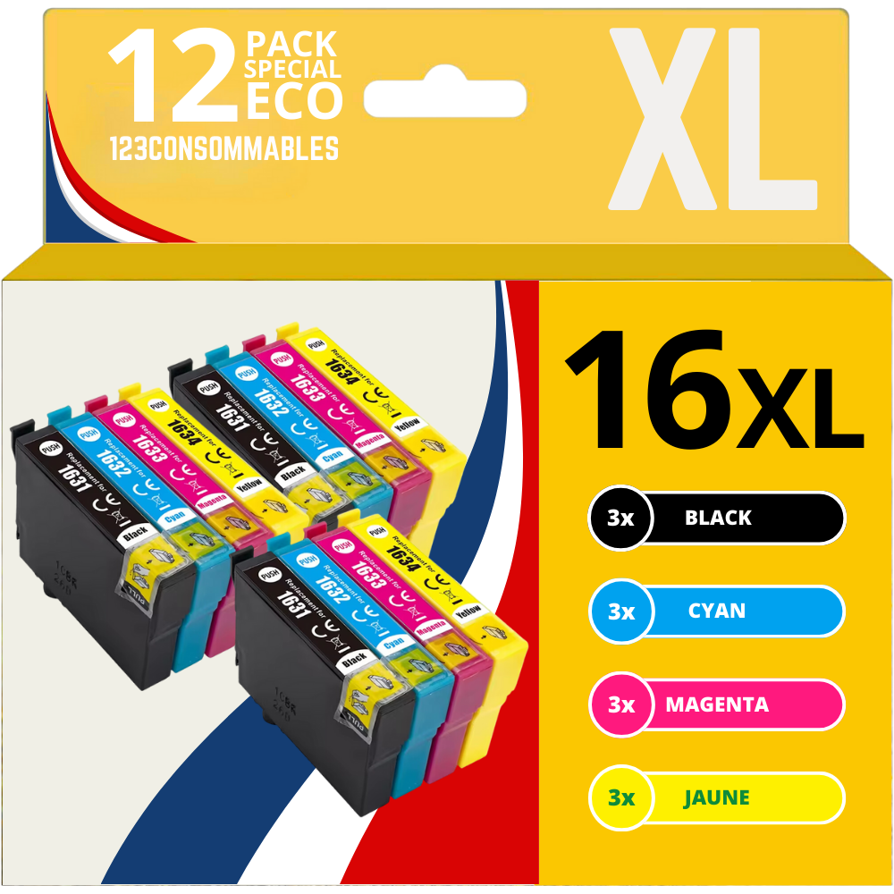 Pack 12 cartouches compatibles EPSON 16XL