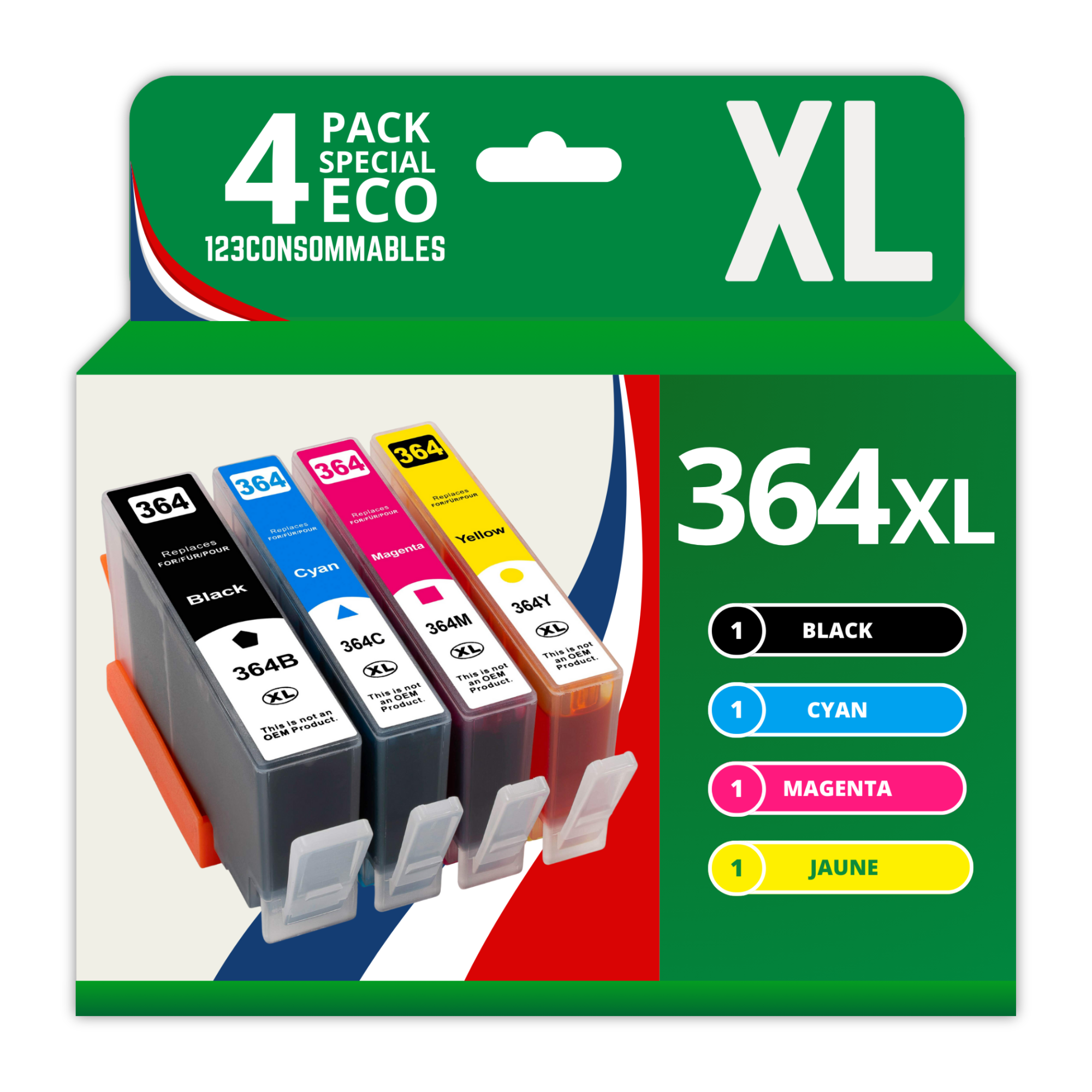 Pack 4 cartouches compatibles HP 364 XL