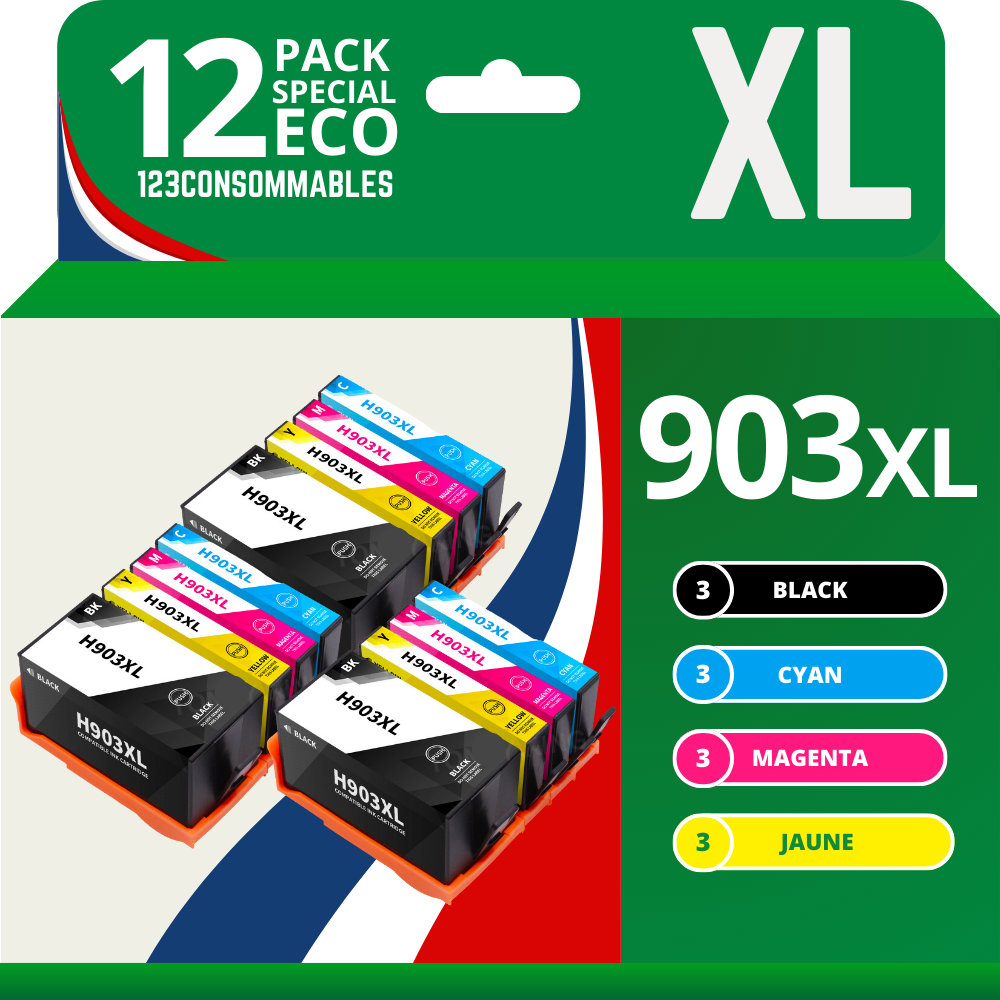 Pack 12 cartouches compatibles HP 903XL