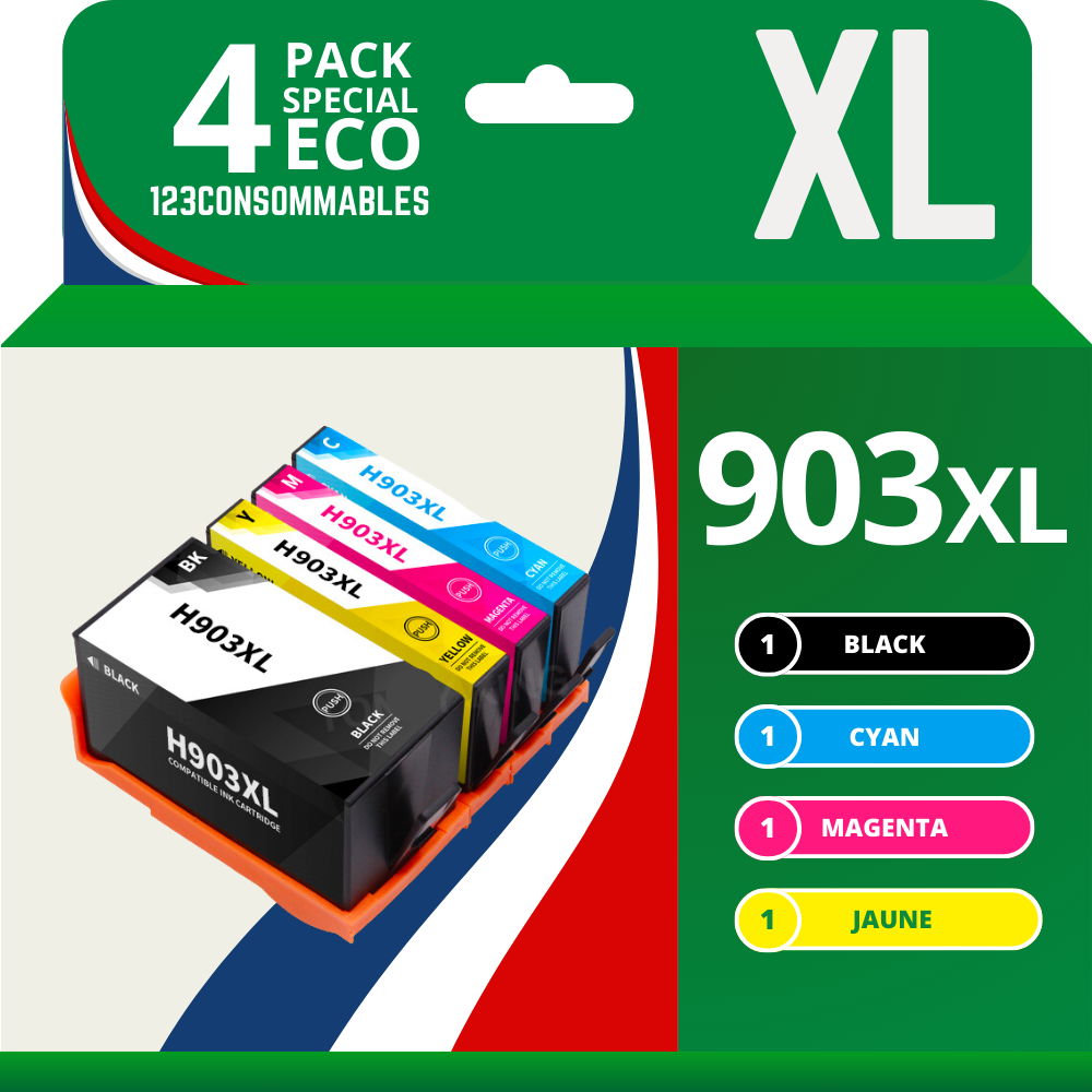 Pack 4 cartouches compatibles HP 903XL