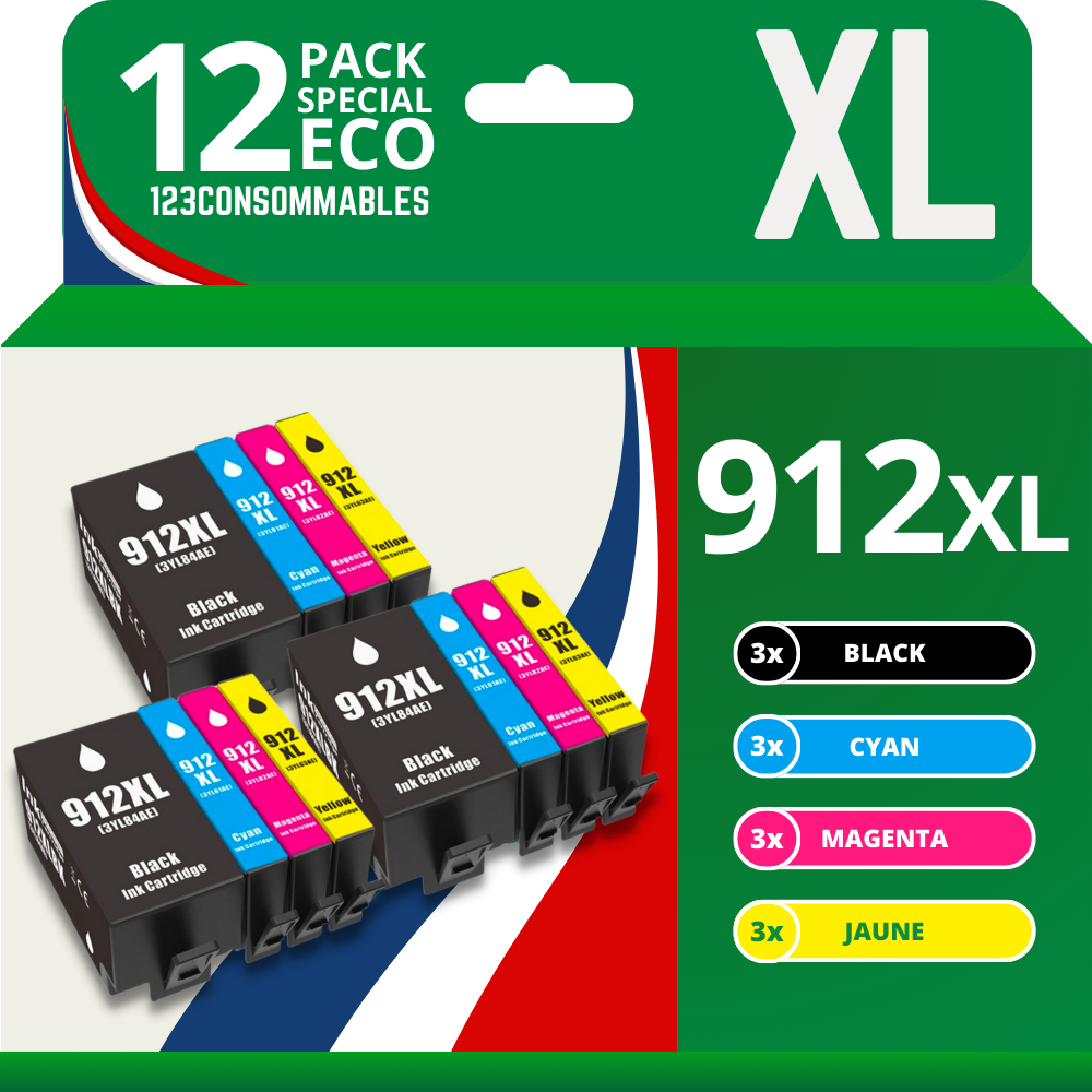 Pack 12 cartouches compatibles avec HP 912XL