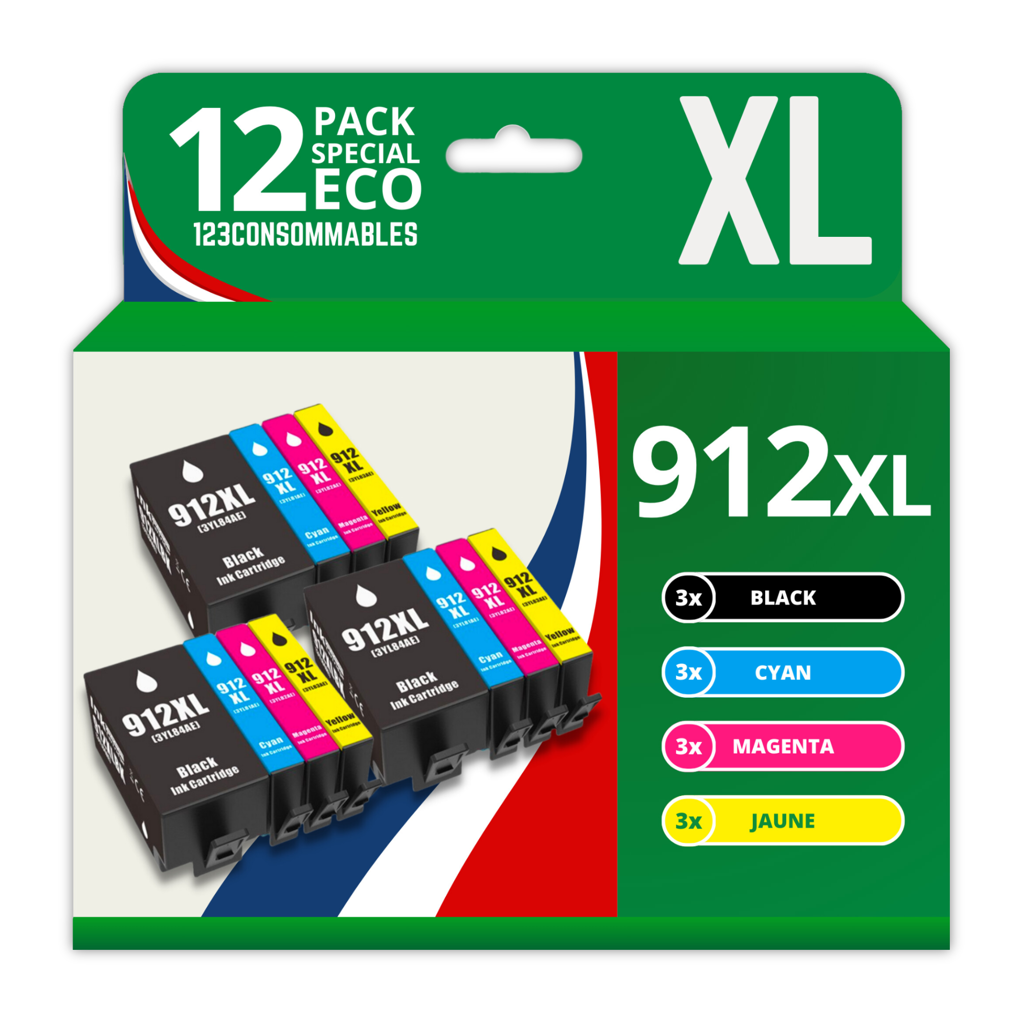 Pack 12 cartouches compatibles avec HP 912 XL