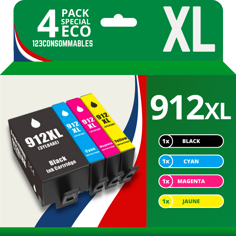 Pack 4 cartouches compatibles avec HP 912XL