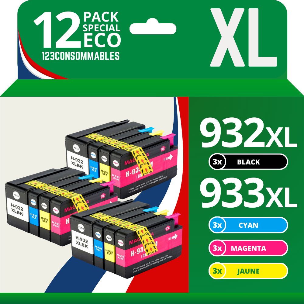 Pack 12 cartouches compatible HP 932XL/933XL