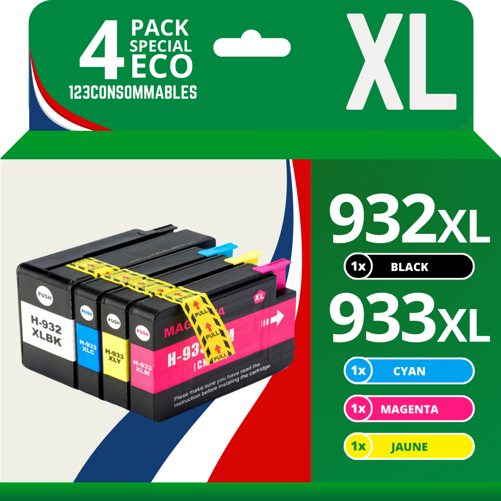 Pack 4 cartouches compatible avec HP 932XL/933XL