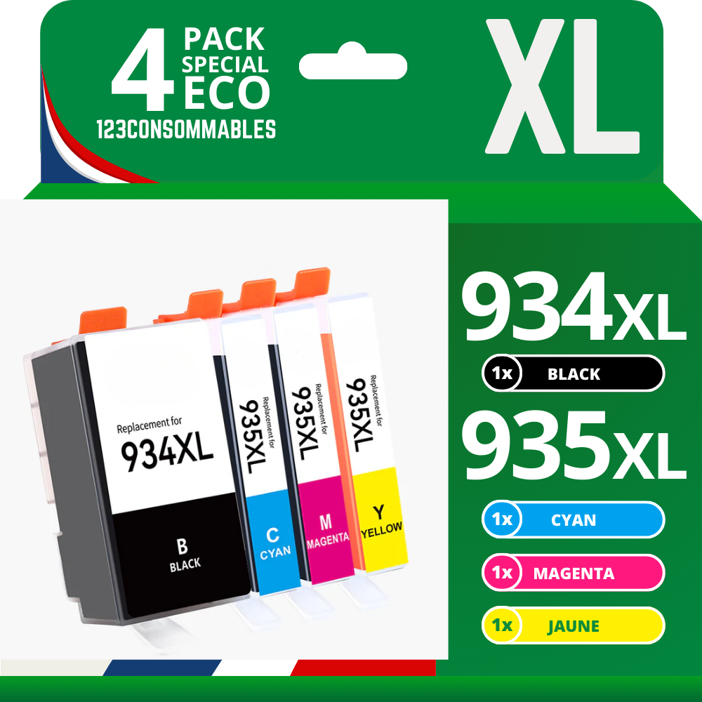 Pack 4 cartouches compatible HP 934XL/935XL