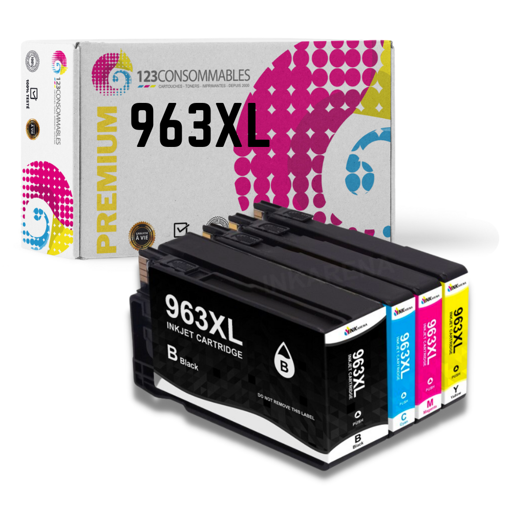 ✓ Pack 4 cartouches compatible avec HP 963XL couleur pack en stock -  123CONSOMMABLES