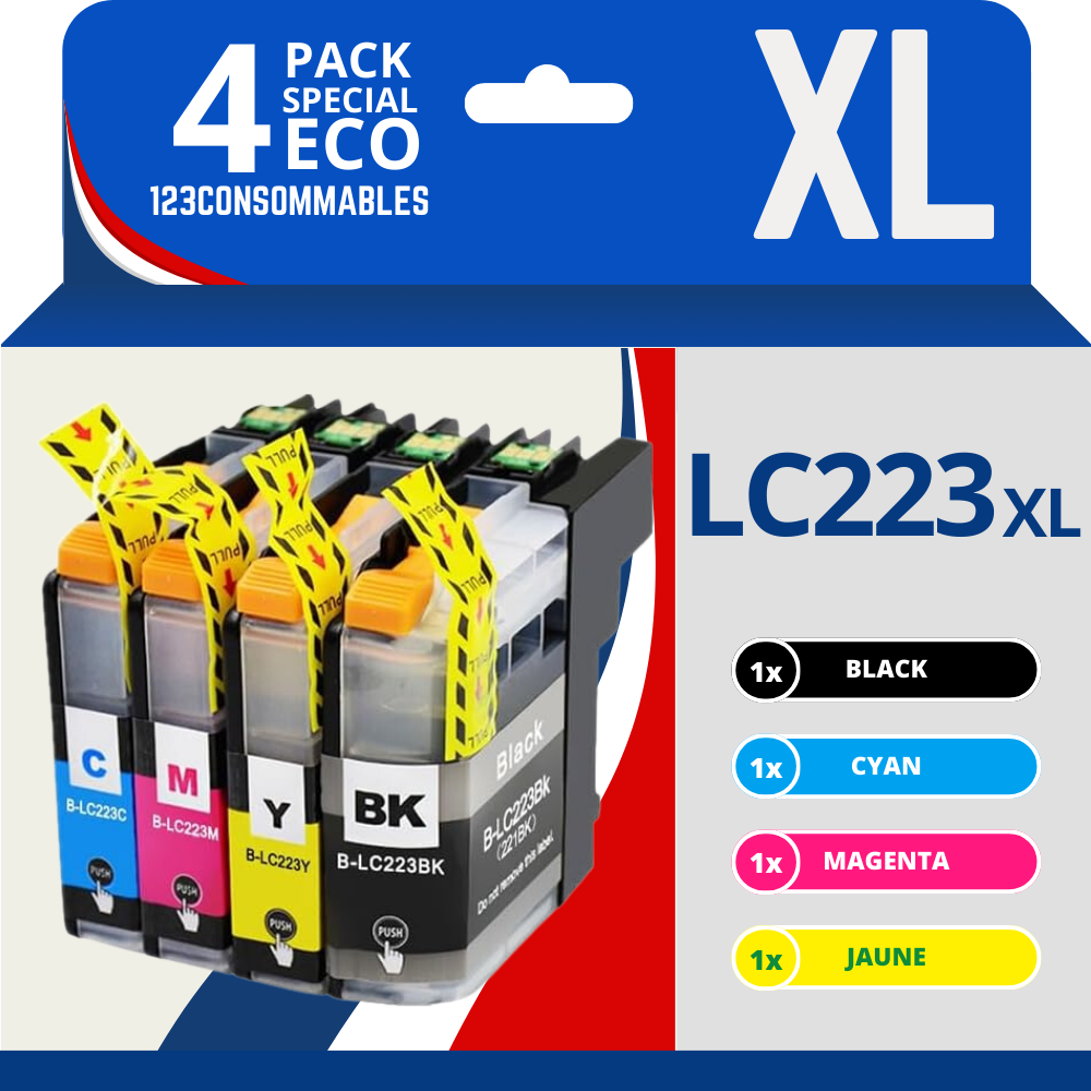 Pack compatible BROTHER LC-223, 4 cartouches