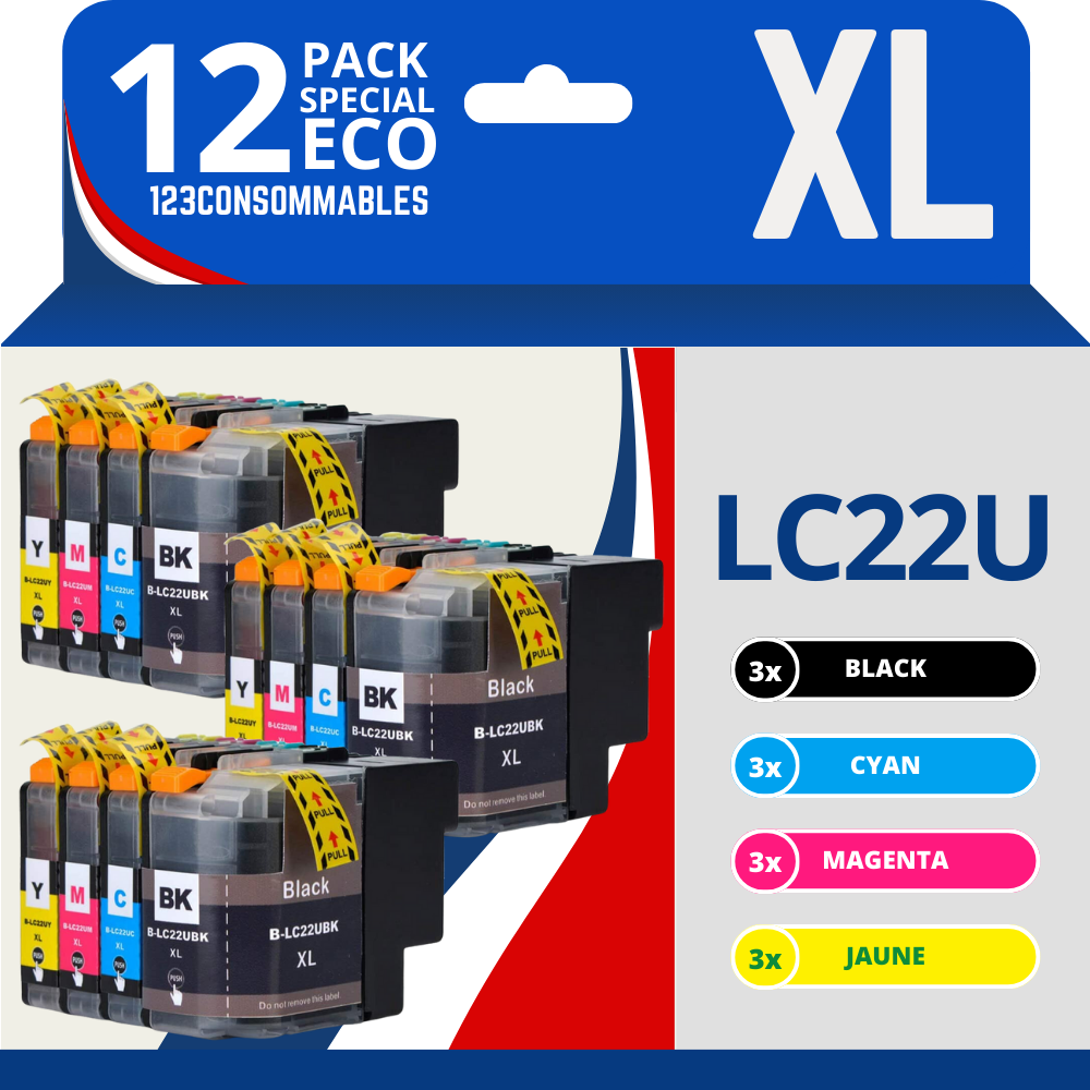 Pack compatible avec BROTHER LC-22U 12 cartouches