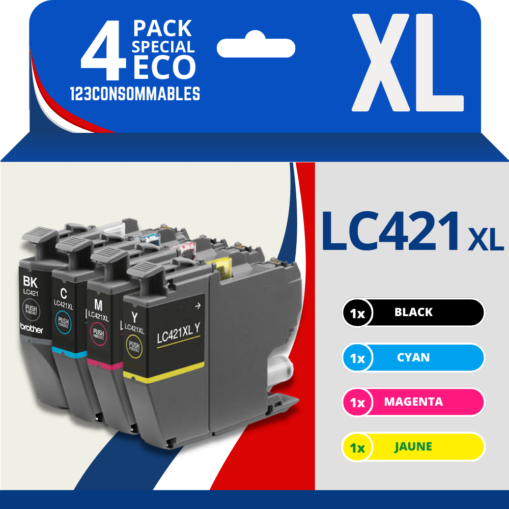 Pack compatible Brother LC421XL, 4 cartouches