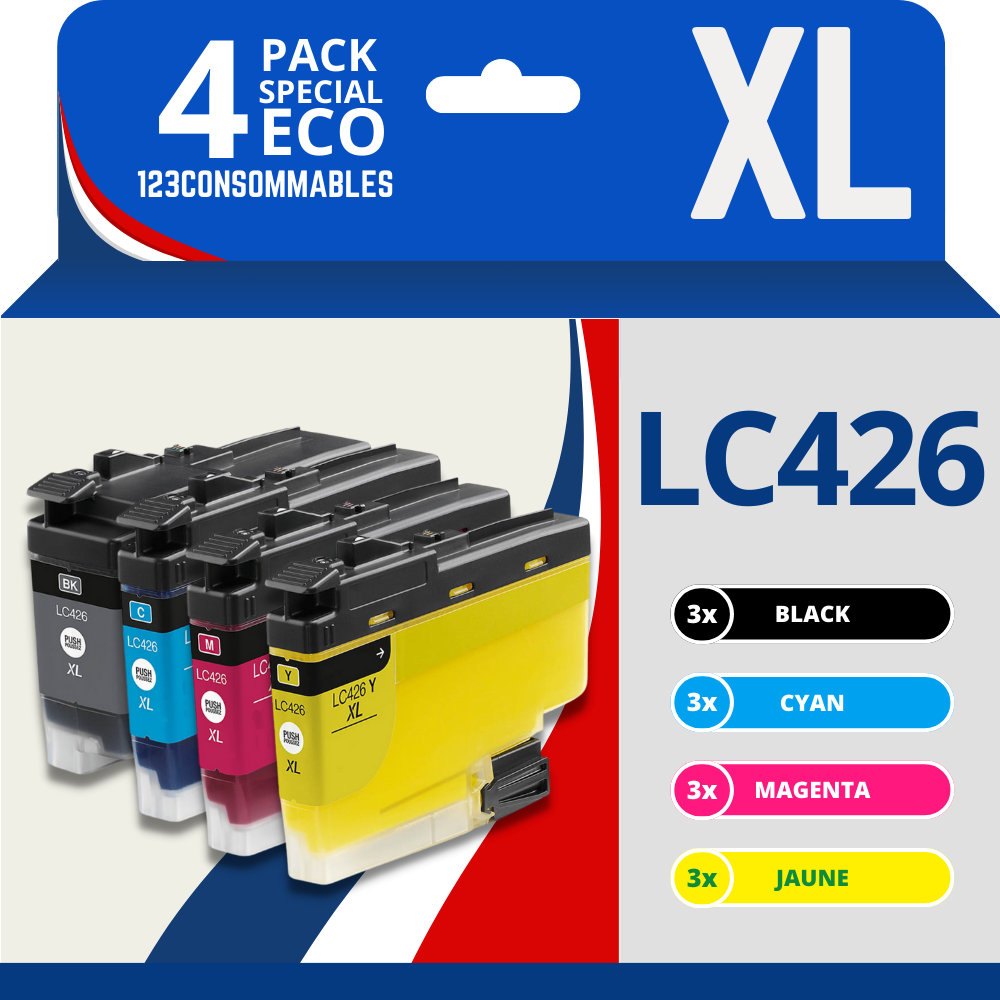 Pack compatible BROTHER LC426XL, 12 cartouches