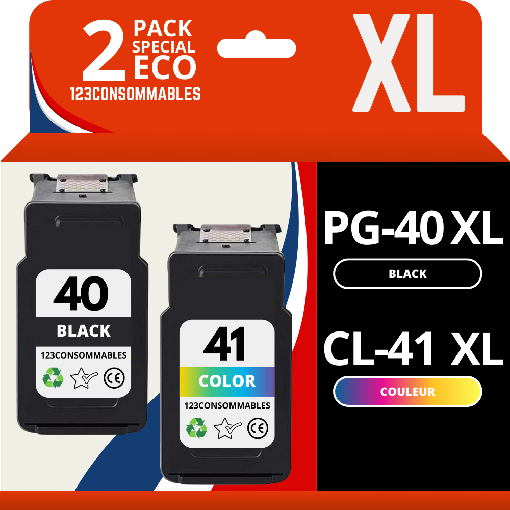 Pack compatible avec CANON PG-40 XL/CL-41 XL noir et couleur