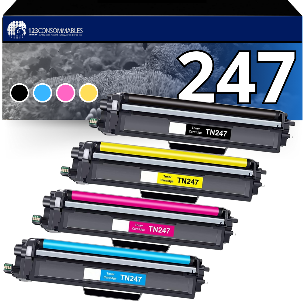 ✓ Pack 4 toners compatible BROTHER TN-247XL couleur pack en stock -  123CONSOMMABLES