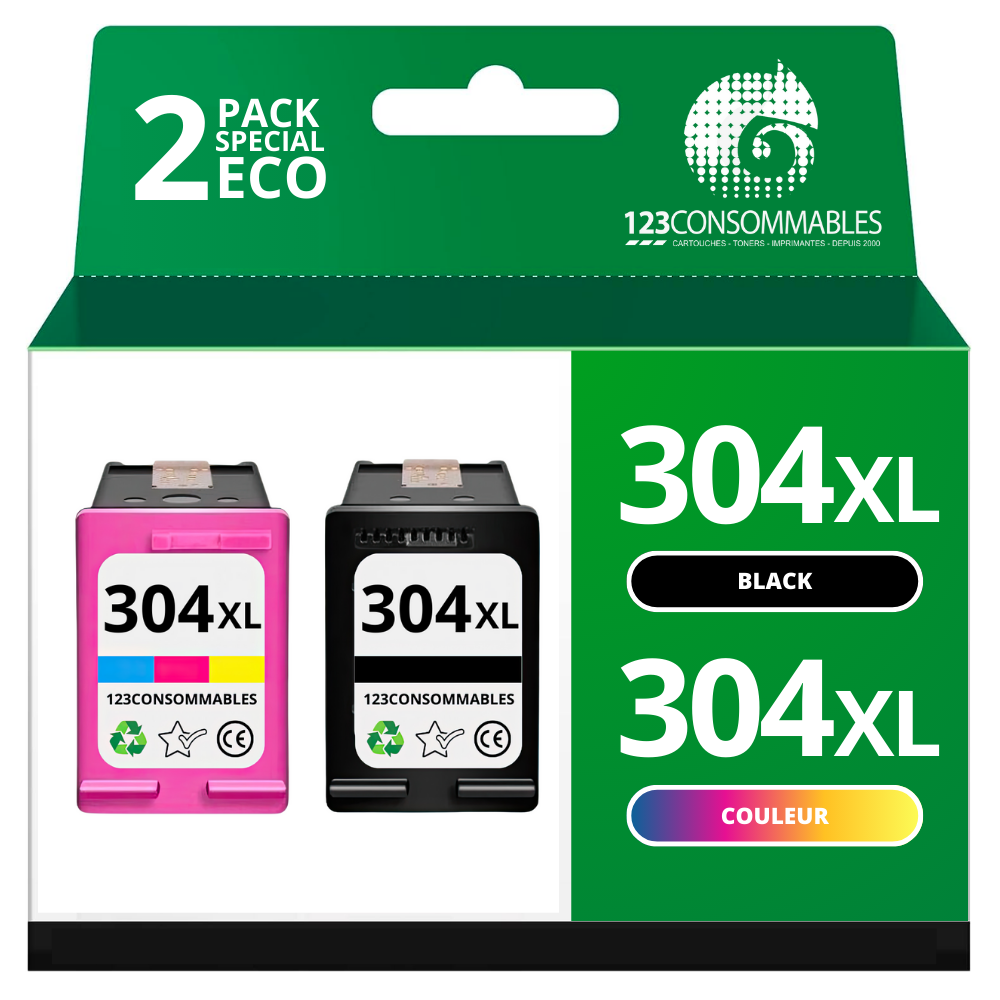 ✓ Pack 2 cartouches compatible avec HP 304 XL noir et couleur