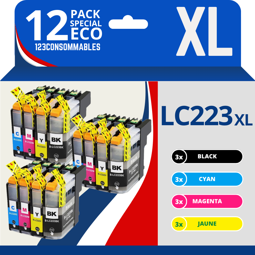 Pack compatible BROTHER LC-223, 12 cartouches