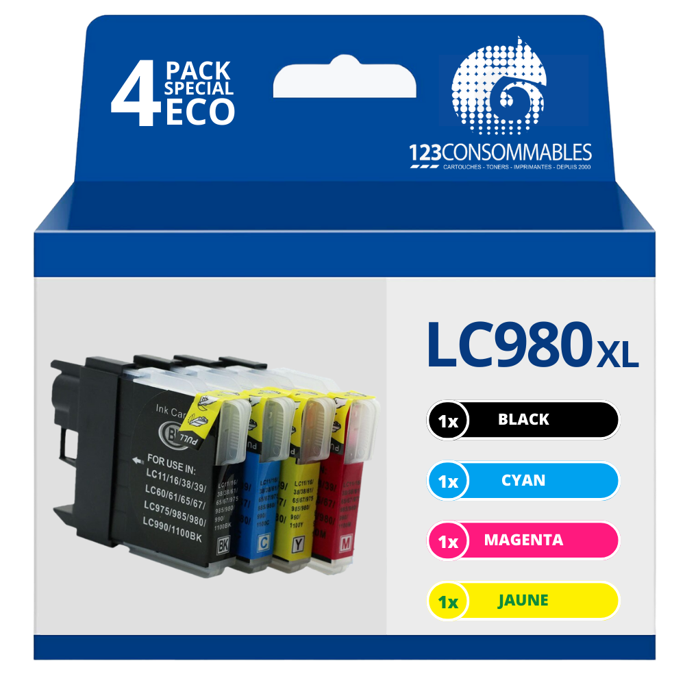 3 x Pack 4 cartouche BROTHER LC 980 XL pour DCP 195C