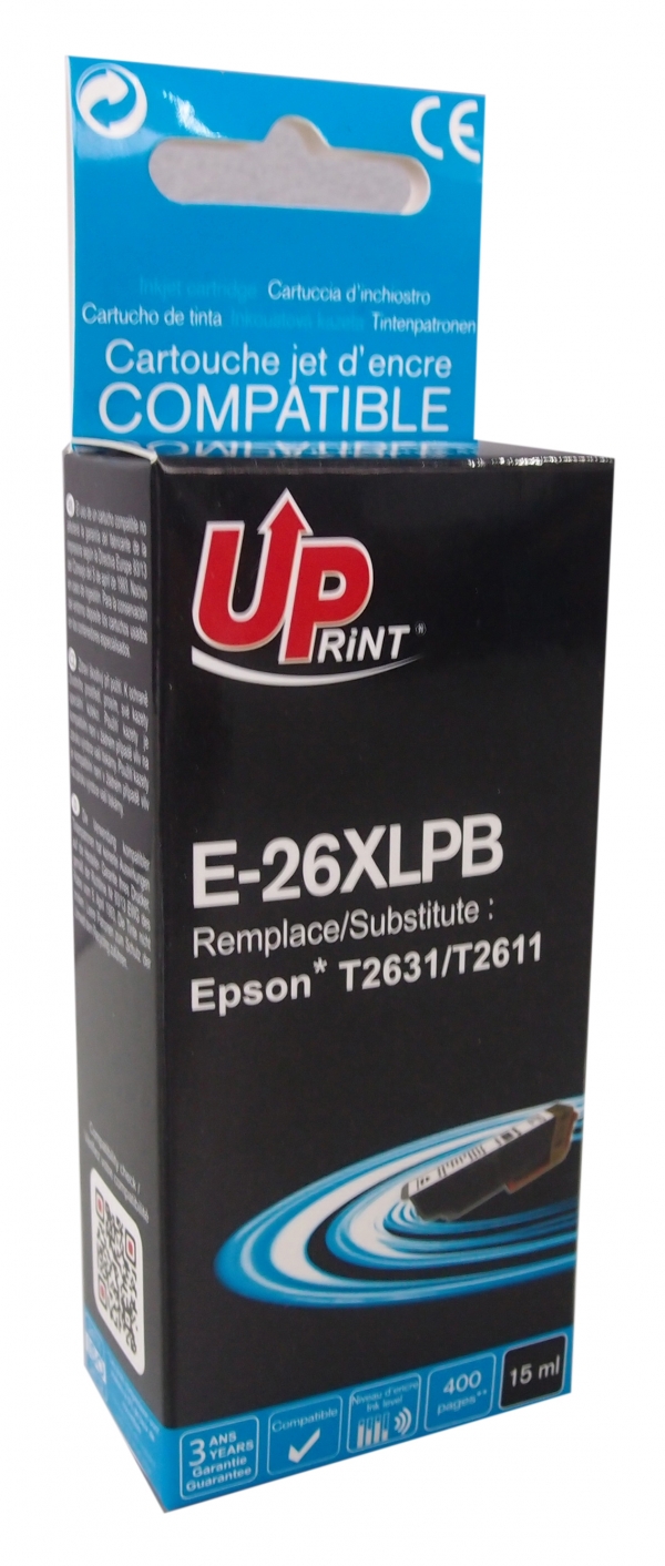 ✓ Cartouche encre UPrint compatible EPSON T26XL noir photo couleur noir  photo en stock - 123CONSOMMABLES