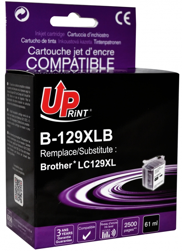 ✓ Cartouche encre UPrint compatible BROTHER LC-129XLBK noir couleur Noir en  stock - 123CONSOMMABLES