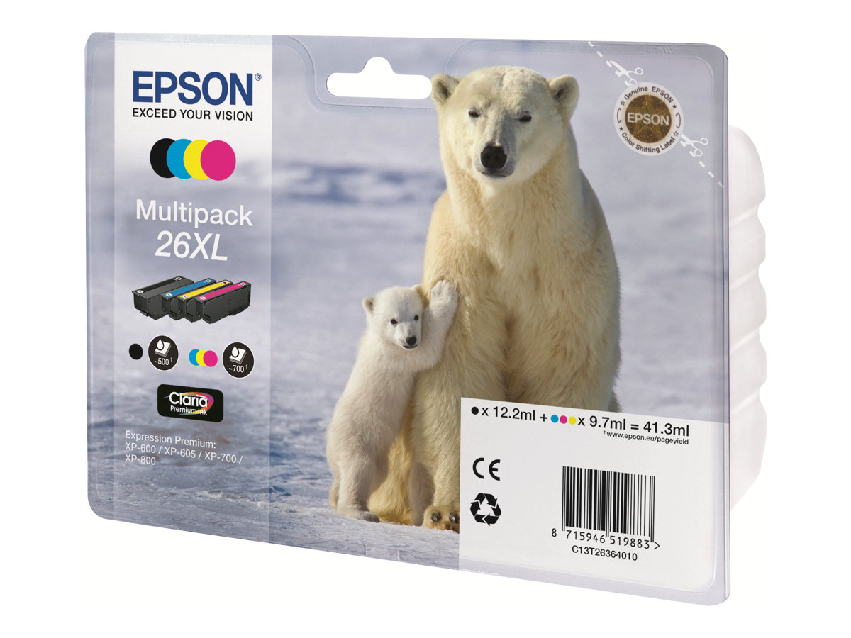 ✓ Epson Multipack 26XL, 4 cartouches couleur pack en stock - 123CONSOMMABLES