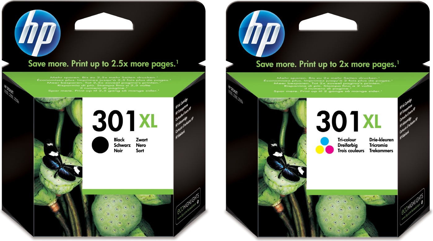 HP 301XL + 301 XL Pack cartouche de 4 couleurs pour imprimante jet d'encre