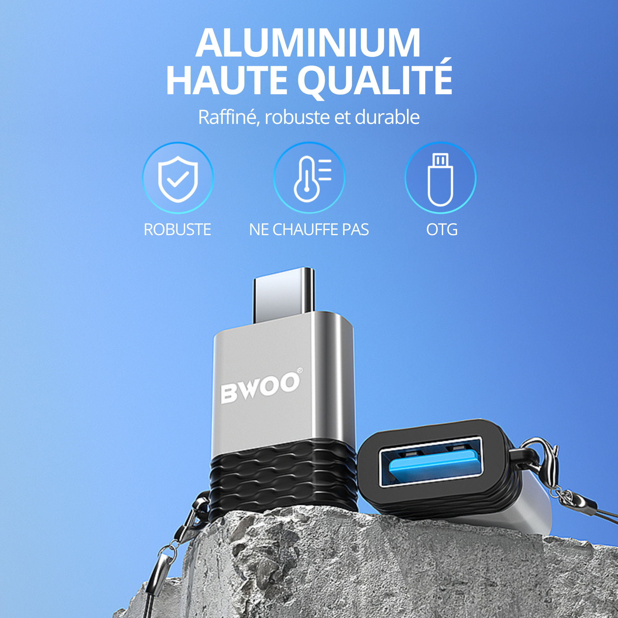 BWOO Adaptateur BZ-35 - Type C vers USB - Gris