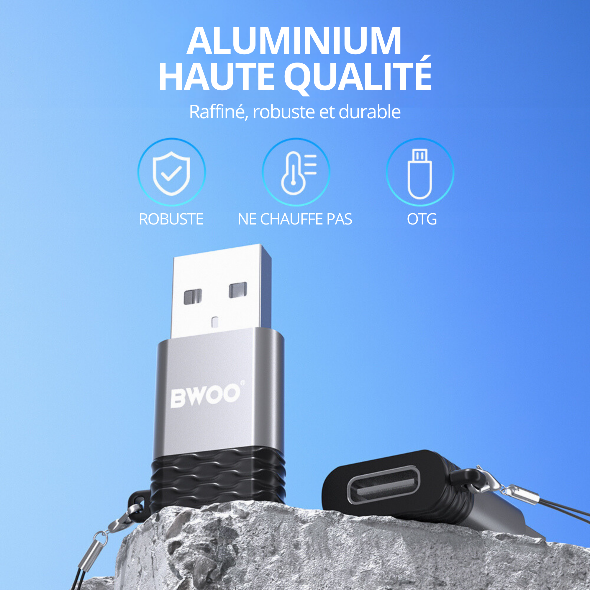 BWOO Adaptateur BZ-38 - USB vers USB C - Gris