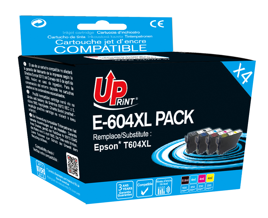 ✓ Pack UPrint compatible EPSON 604XL, 4 cartouches couleur pack