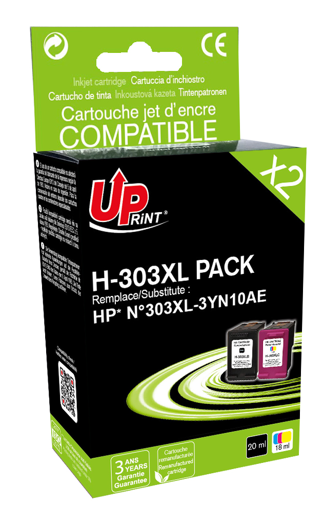 HP 303 XL Noir Couleur PACK Cartouches Remanufacturées Grande Capacité 
