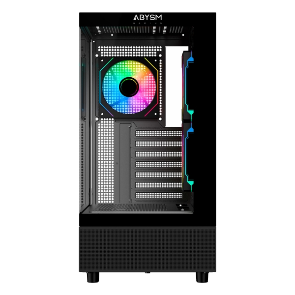 Abysm Danube Sava H400 Prime Black ATX, Mini-ITX, Micro ATX Boîtier Tour - Verre Trempé Latéral et Avant - 3,5" et 2,5" - USB-A, USB-C et Audio - 3 Ventilateurs ARGB installés - Supporte le Refroidissement Liquide