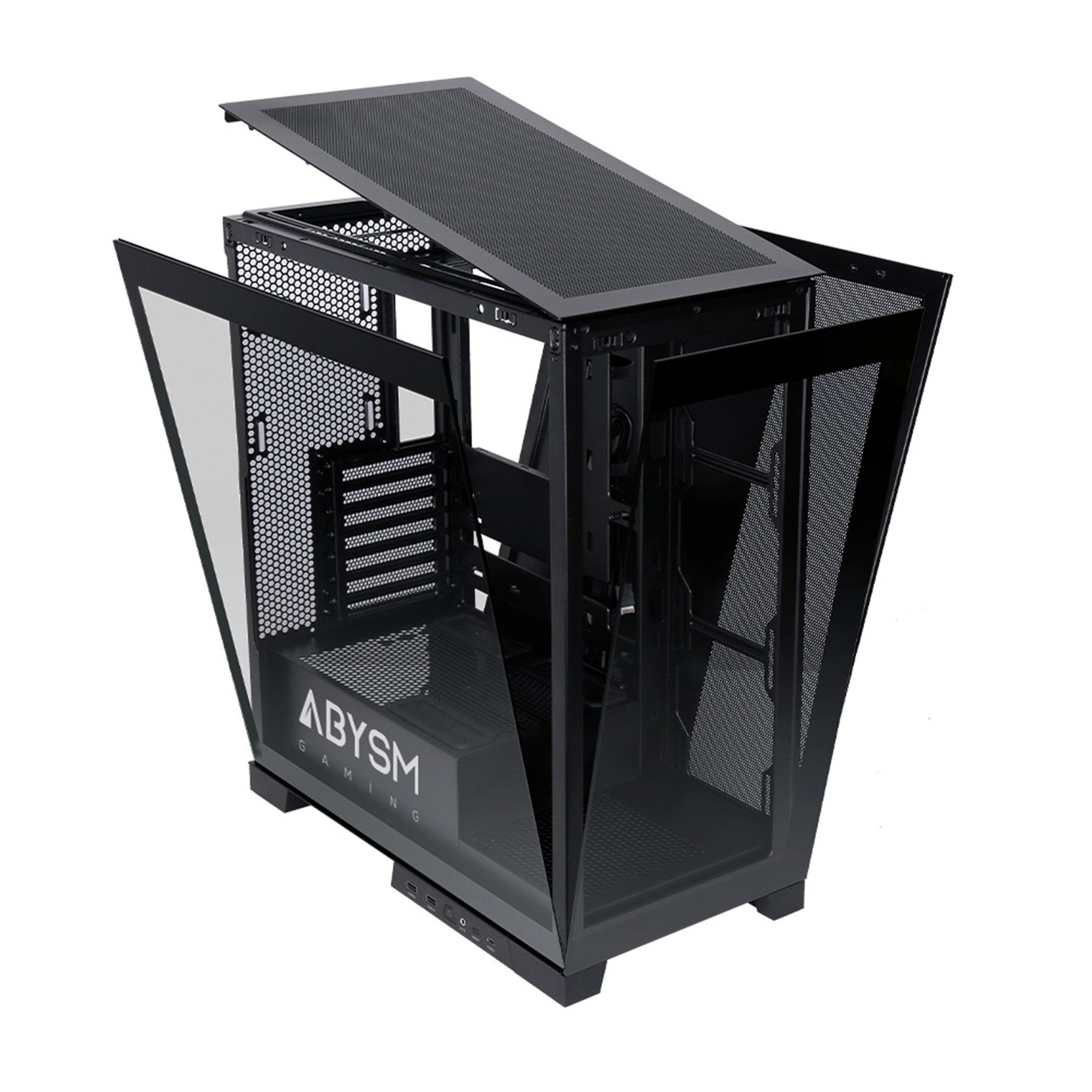 Abysm Danube Sava H500 Boîtier tour ATX, ITX, Micro ATX noir - Verre trempé latéral et avant - 3,5" et 2,5" - USB-A, USB-C et audio - 4 ventilateurs ARGB installés - Supporte le refroidissement liquide