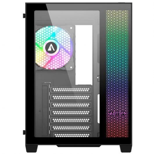 Abysm Gaming Danube SAVA ARGB ATX, Micro-ITX, boîtier semi-tour micro ATX - Avant et côtés en verre trempé - 3,5" et 2,5" - USB-C 3.2, USB-A 3.2 et audio - 4 ventilateurs ARGB installés - Prend en charge le refroidissement liquide