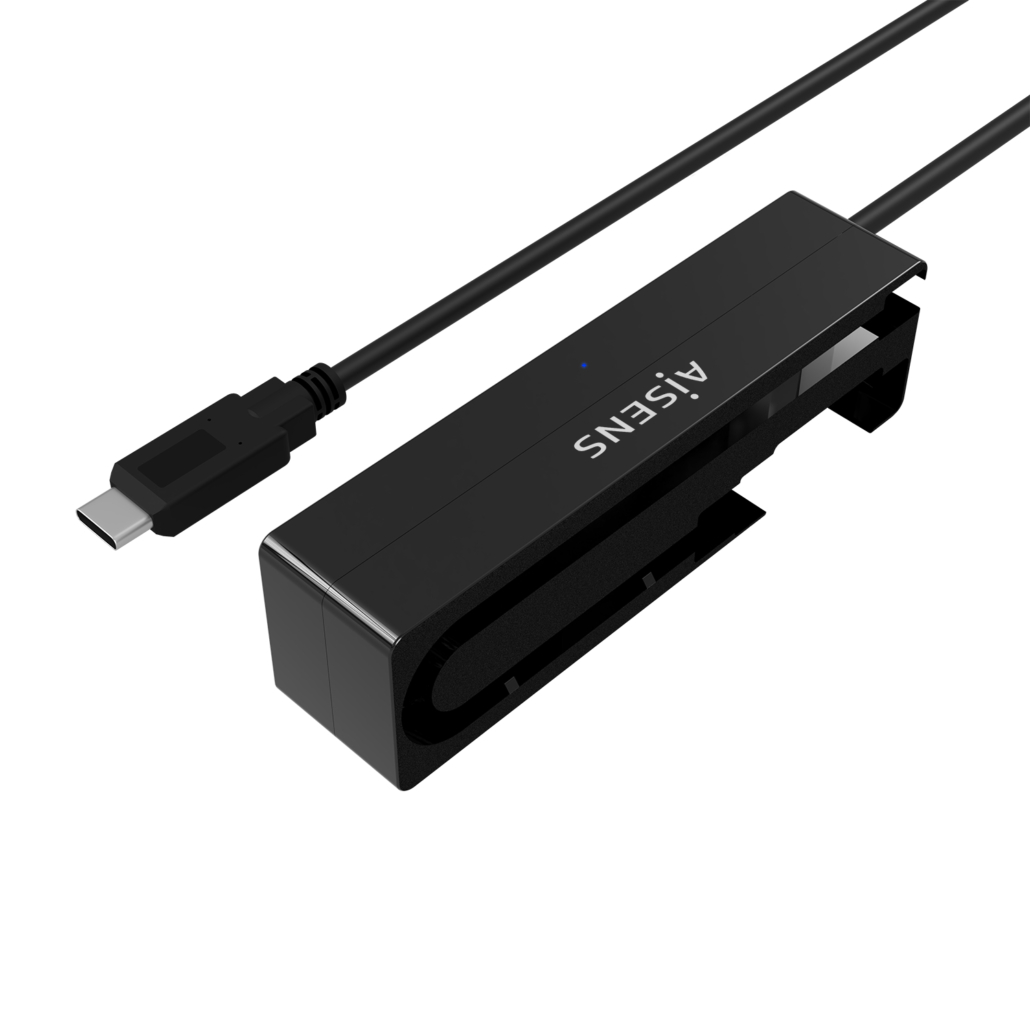 Adaptateur Aisens SATA vers USB-C USB 3.0/USB3.1 GEN1 pour disques durs 2,5 ?? et 3.5 ?? avec chargeur - couleur noire