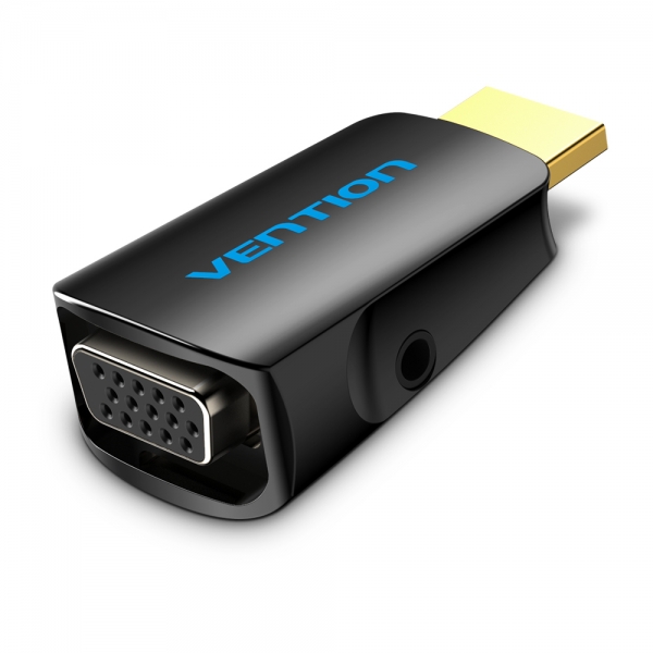 Adaptateur convertisseur Convention HDMI mâle vers VGA femelle avec prise audio 3,5 mm - Couleur noire