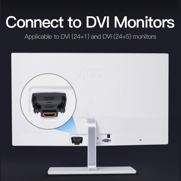 Adaptateur DVI mâle vers HDMI femelle Vention - Noir