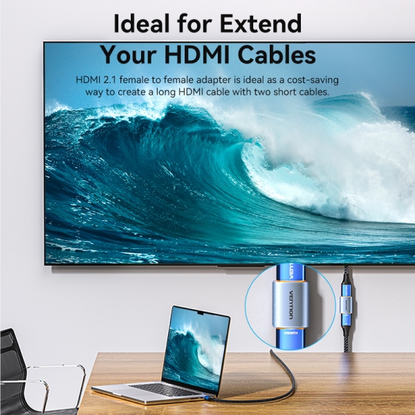 Adaptateur HDMI femelle vers HDMI femelle 2.1 8K Vention - Bleu