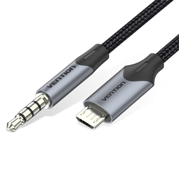 Adaptateur Micro-USB vers Jack 3.5 Vention CableTech - Connecteurs de haute qualité - USB 2.0 - Couleur noire