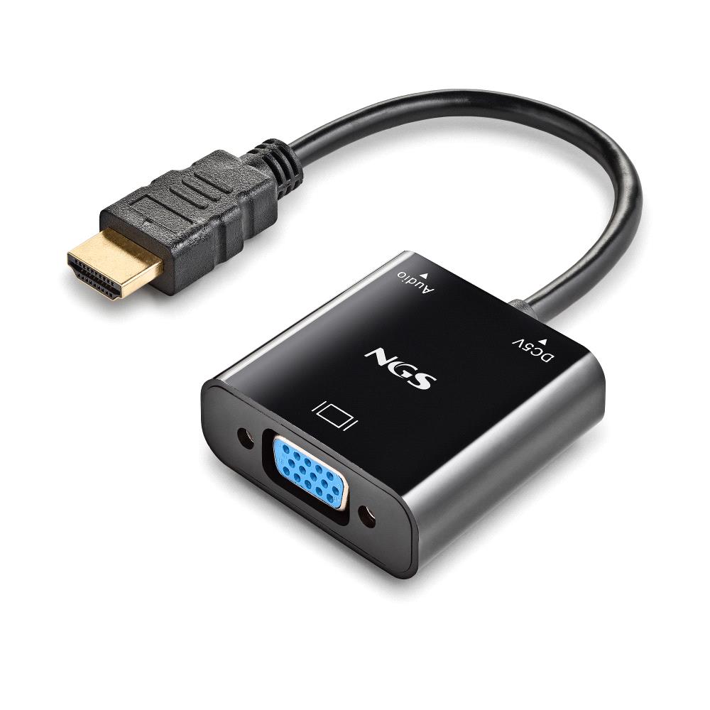 Adaptateur NGS Chameleon HDMI vers SVGA + Audio Full HD + Câble d'alimentation inclus - Couleur Noir