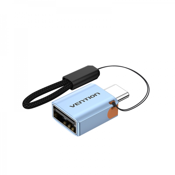 Adaptateur OTG Vention USB3.1 Type-C mâle vers USB femelle avec lanière - Aluminium gris