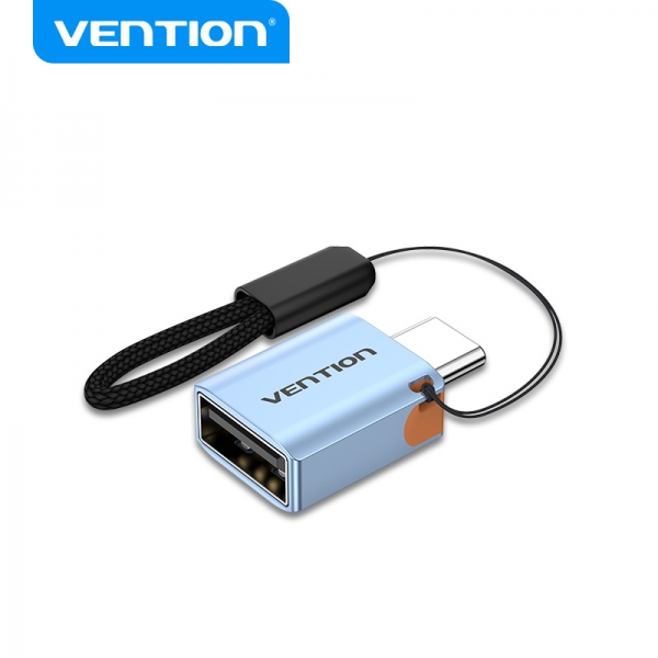 Adaptateur OTG Vention USB3.1 Type-C mâle vers USB femelle avec lanière - Aluminium gris