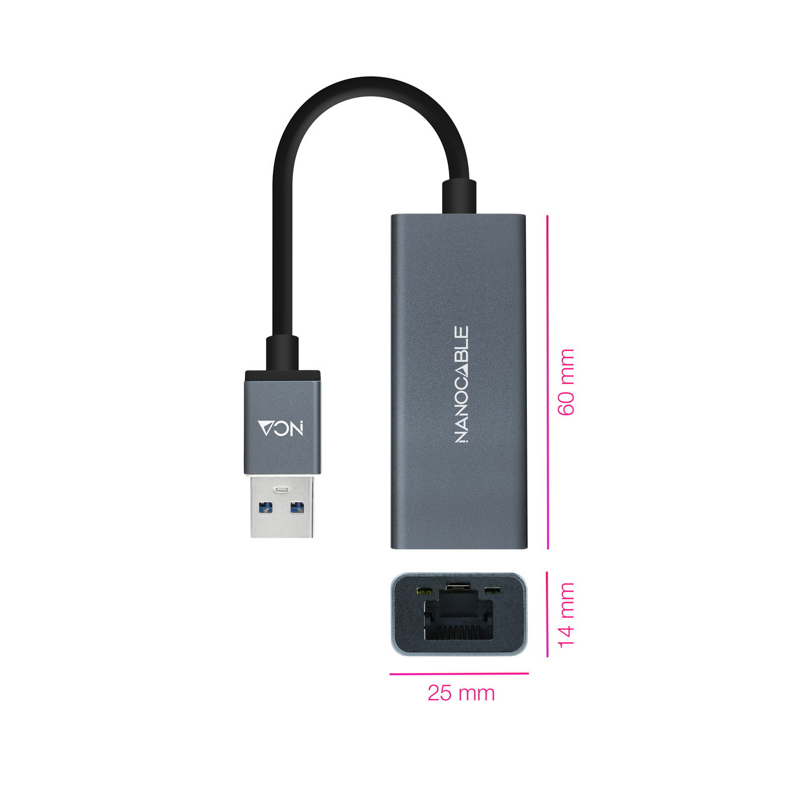 Adaptateur réseau Nanocable USB 3.0 vers Gigabit Ethernet 10/100/1000 Mbps