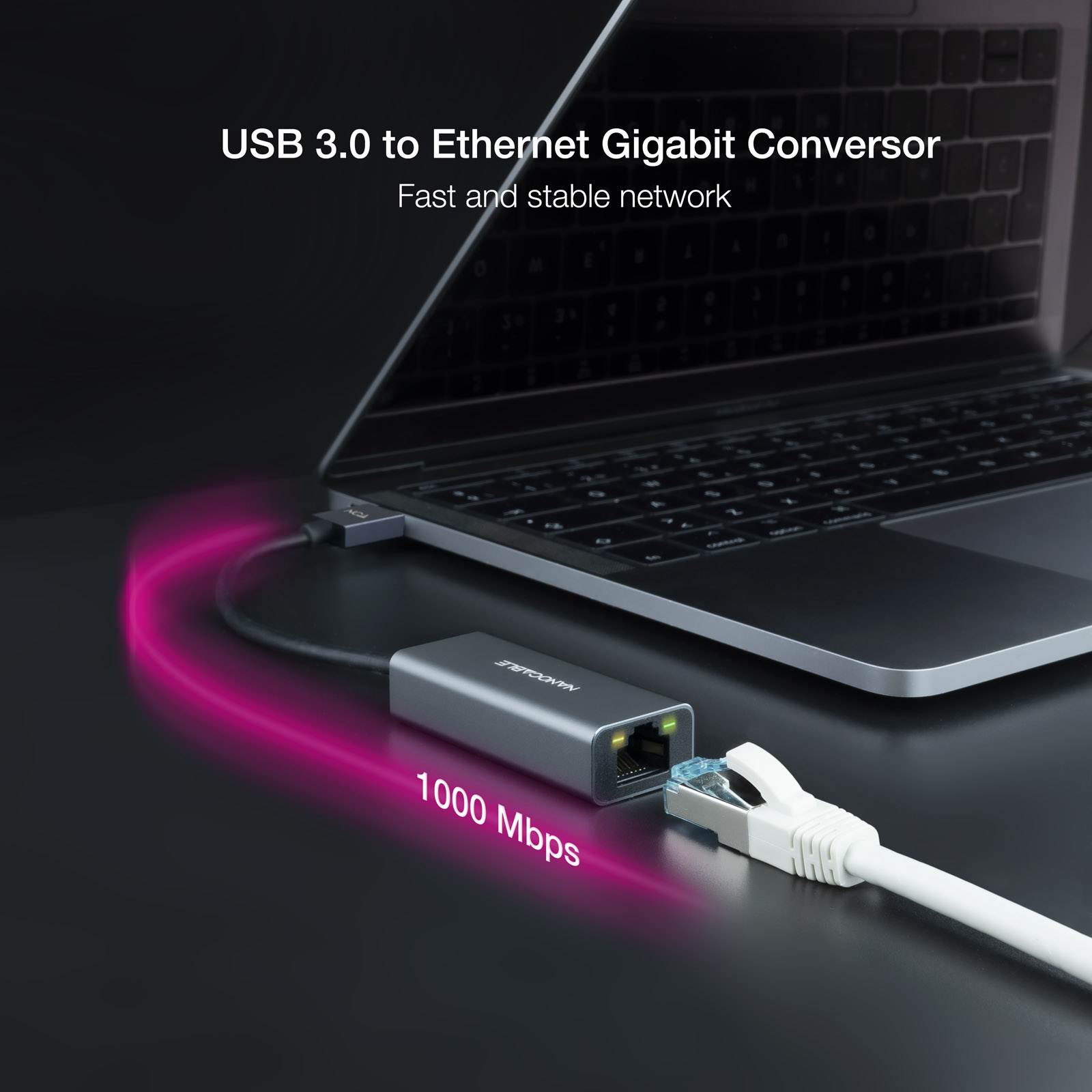 Adaptateur réseau Nanocable USB 3.0 vers Gigabit Ethernet 10/100/1000 Mbps