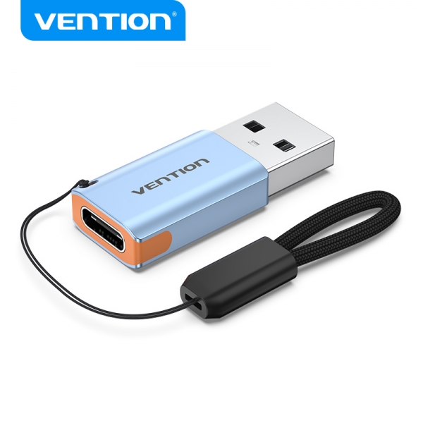 Adaptateur USB 3.1 mâle vers USB-C femelle avec lanière Vention - Aluminium gris