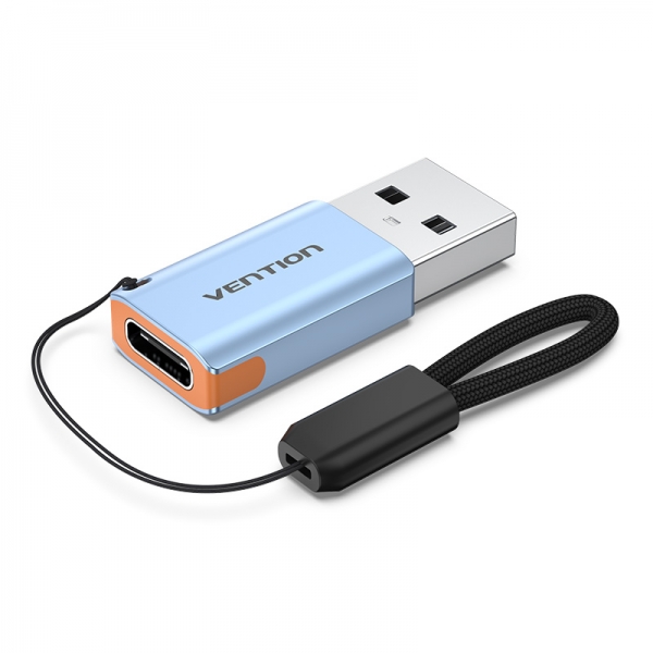 Adaptateur USB 3.1 mâle vers USB-C femelle avec lanière Vention - Aluminium gris