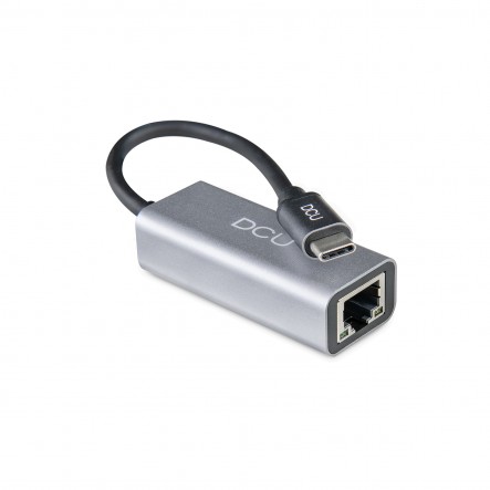 Adaptateur USB C DCU Tecnologic - RJ45 Gigabit Ethernet 1000Mbps - Couleur Métal