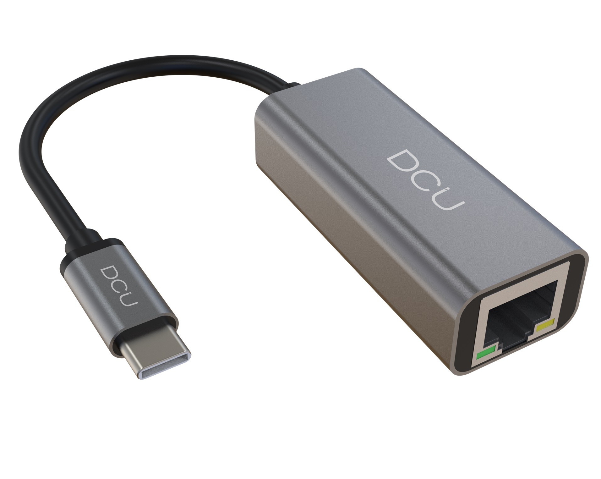 Adaptateur USB C DCU Tecnologic - RJ45 Gigabit Ethernet 1000Mbps - Couleur Métal